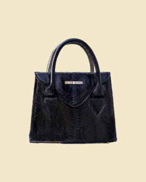 Black Snakeskin Trapeze Bag – Premium Leather Handbag