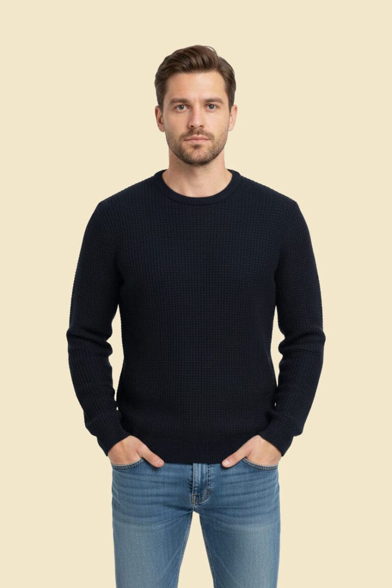 French-Connection-Textured-Knit-Crew-Neck-Sweater-–-Dark-Navy-1