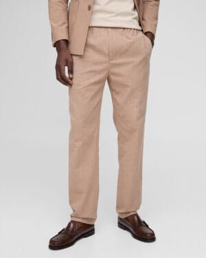 BoohooMAN Linen Blend Look Slim Fit Trousers